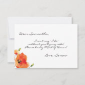 Summer Golden Poppy Bridesmaid Trauzeugin Einladung (Rückseite)