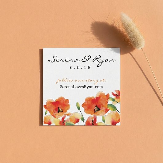 Summer Golden Poppy Hochzeitsinformationen Begleitkarte