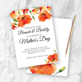 Summer Golden Poppy Mother Day Brunch Einladung