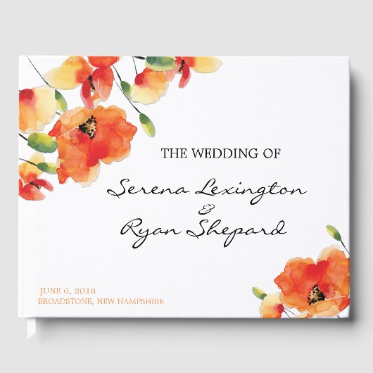 Summer Golden Poppy Wedding Gästebuch (Vorderseite)
