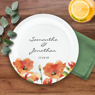 Summer Golden Poppy Wedding Pappteller