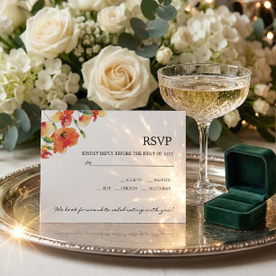 Summer Golden Poppy Wedding RSVP Karte