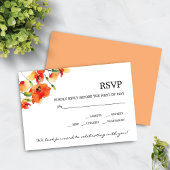 Summer Golden Poppy Wedding RSVP Karte