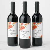 Summer Golden Poppy Wedding Weinetikett (Flaschen)