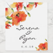 Summer Golden Poppy Wedding Weinetikett (Einzelnes Label)
