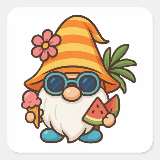Summer Gonk Quadratischer Aufkleber (Vorderseite)