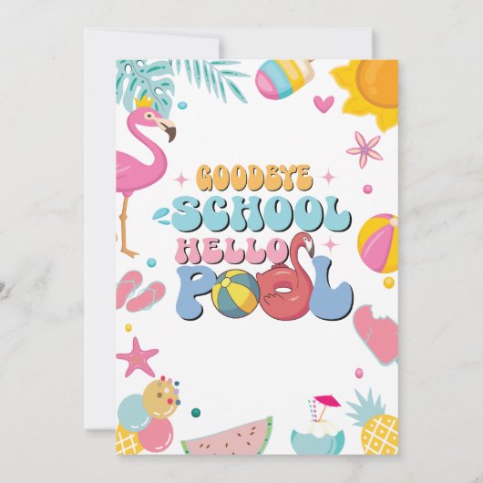 Summer Goodbye School Hello Pool Party modern Einladung (Rückseite)