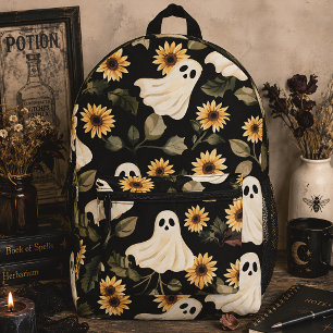 Summer Goth Geister und Sonnenblumen Spooky Bedruckter Rucksack