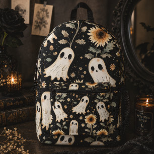 Summer Goth Geister und Sonnenblumen Spooky Bedruckter Rucksack