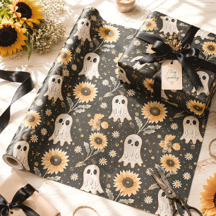 Summer Goth Geister und Sonnenblumen Spooky Geschenkpapier