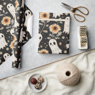 Summer Goth Geister und Sonnenblumen Spooky Geschenkpapier