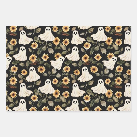 Summer Goth Geister und Sonnenblumen Spooky Geschenkpapier Set (Vorderseite 2)