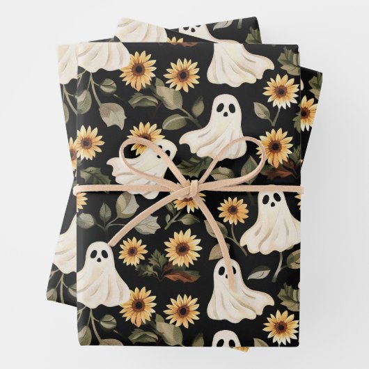 Summer Goth Geister und Sonnenblumen Spooky Geschenkpapier Set (Beispiel)
