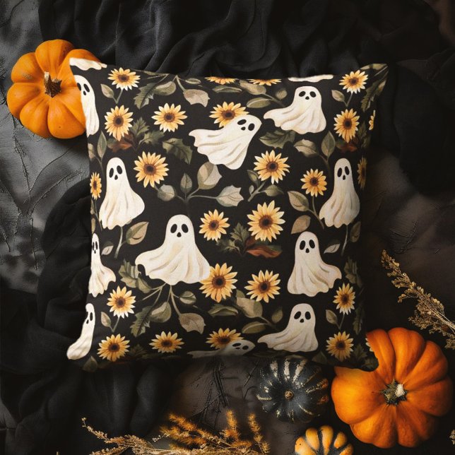 Summer Goth Geister und Sonnenblumen Spooky Kissen (Von Creator hochgeladen)