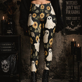 Summer Goth Geister und Sonnenblumen Spooky Leggings