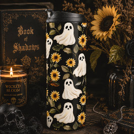 Summer Goth Geister und Sonnenblumen Spooky Thermosbecher