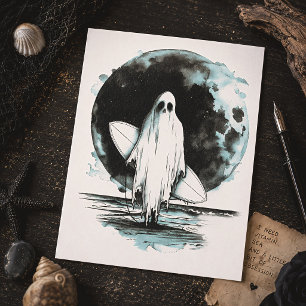 Summer Goth Ghost mit Surfbrett Postkarte