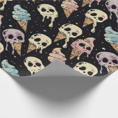 Summer Goth Skulls Eiscreme Spooky Geschenkpapier (Ecke)