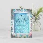 Summer Graduation Pool Party Invitations Einladung (Stehend Vorderseite)