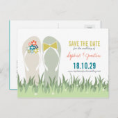 Summer Grass Daisies Niedlich Flip Flops Save the Ankündigungspostkarte (Vorne/Hinten)