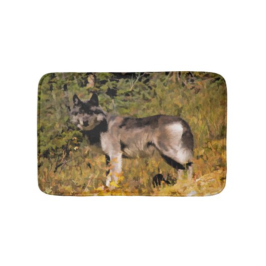 Summer Gray Wolf und Wilderness Forest Badematte (Vorderseite)
