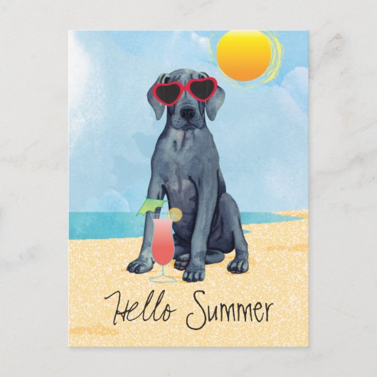Summer Great Dane Postcard Postkarte (Vorderseite)