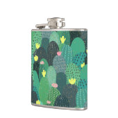 Summer Green Aquamarin Cactus Gold dots Niedliches Flachmann (Links)