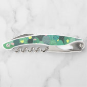 Summer Green Aquamarin Cactus Gold dots Niedliches Kellnermesser (Rückseite)