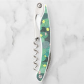 Summer Green Aquamarin Cactus Gold dots Niedliches Kellnermesser (Vorderseite)