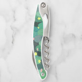 Summer Green Aquamarin Cactus Gold dots Niedliches Kellnermesser (Rückseite)