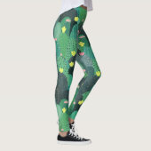 Summer Green Aquamarin Cactus Gold dots Niedliches Leggings (Rechts)