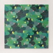 Summer Green Aquamarin Cactus Gold dots Niedliches Puzzle (Horizontal)