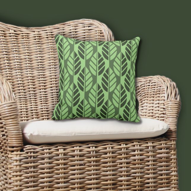 Summer Green Blätter wiederholen Muster Kissen (Summer Green Leaves Repeat Pattern Throw Pillow, Entryway
)
