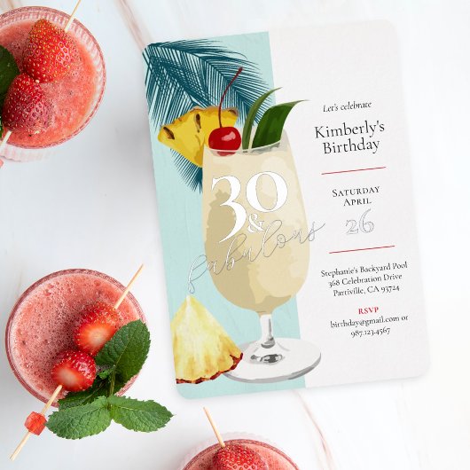Summer Green Cocktail Party zum 30. Geburtstag Folieneinladung