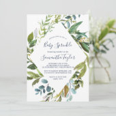 Summer Green Diamond Wreath Baby Sprinkle Einladung (Stehend Vorderseite)