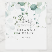 Summer Green Eucalyptus Foliage Cheers Wedding Weinetikett (Einzelnes Label)