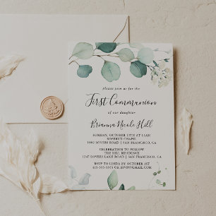 Summer Green Eucalyptus Foliage Erste Kommune Einladung