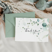 Summer Green Eucalyptus Foliage Flat Wedding Dankeskarte