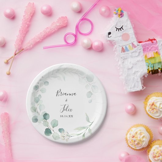 Summer Green Eucalyptus Foliage Hochzeitstorte Pappteller (Party)