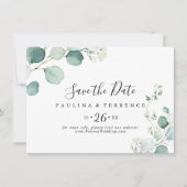 Summer Green Eucalyptus Foliage Horizontal Wedding Save The Date (Vorderseite)