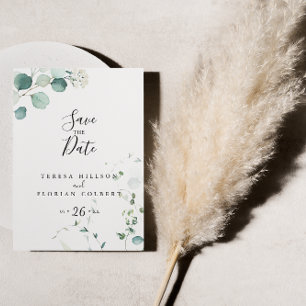 Summer Green Eucalyptus Foliage Save the Date Postkarte