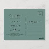 Summer Green Eucalyptus Foliage Save the Date Postkarte (Rückseite)