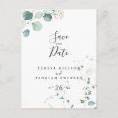 Summer Green Eucalyptus Foliage Save the Date Postkarte (Vorderseite)