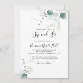 Summer Green Eucalyptus Foliage Sip und See Einladung (Vorderseite)