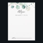 Summer Green Eucalyptus Foliage Wedding Hinweiskarte<br><div class="desc">Dieses Sommer grüne eucalyptus foliage Hochzeitsratgeber Karte ist perfekt für eine einfache Hochzeit. Das Design zeichnet sich durch hübsche handbemalte Aquarell-grüne Eukalyptus-Blätter aus und inspiriere natürlichen Charme. Diese Karten sind ideal für Hochzeiten, Brautparty, Babydusche, Graduiertenfest u.v.m. Personalisieren Sie die Karten mit den Namen der Braut und Bräutigam, den Eltern, die...</div>
