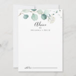 Summer Green Eucalyptus Foliage Wedding Hinweiskarte<br><div class="desc">Dieses Sommer grüne eucalyptus foliage Hochzeitsratgeber Karte ist perfekt für eine einfache Hochzeit. Das Design zeichnet sich durch hübsche handbemalte Aquarell-grüne Eukalyptus-Blätter aus und inspiriere natürlichen Charme. Diese Karten sind ideal für Hochzeiten, Brautparty, Babydusche, Graduiertenfest u.v.m. Personalisieren Sie die Karten mit den Namen der Braut und Bräutigam, den Eltern, die...</div>