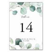 Summer Green Eucalyptus Foliage Wedding Tischnummer (Vorderseite)