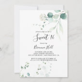 Summer Green Eucalyptus Sweet 16 Geburtstagsparty Einladung (Vorderseite)