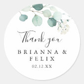 Summer Green Eucalyptus Vielen Dank Gastgeschenk H Runder Aufkleber (Vorderseite)
