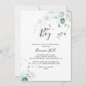 Summer Green Eukalyptus Es ist eine Baby-Dusche Einladung (Vorderseite)